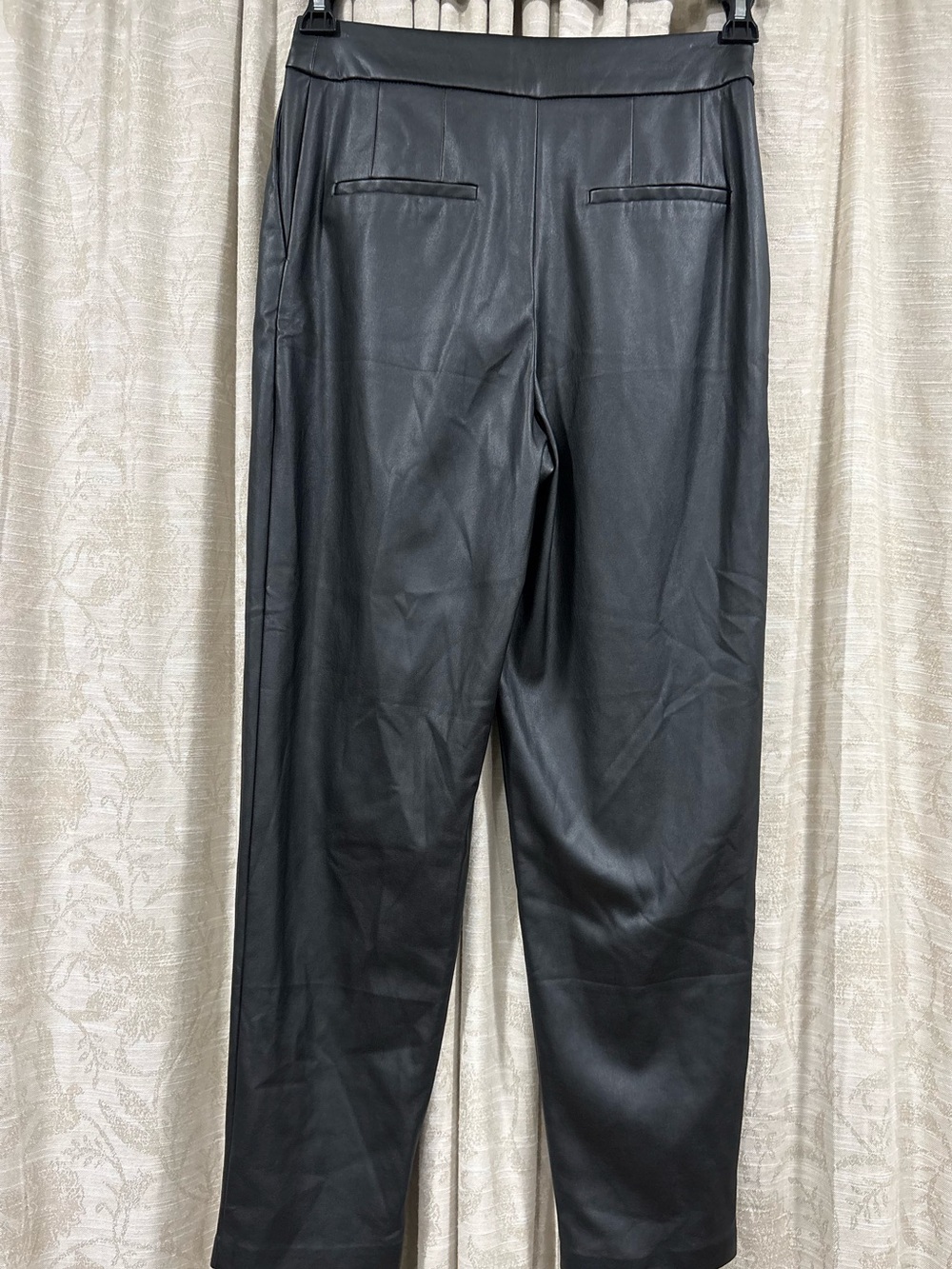Express Black Faux Leather High-Rise Pleated Trousers - Picture 6 of 11